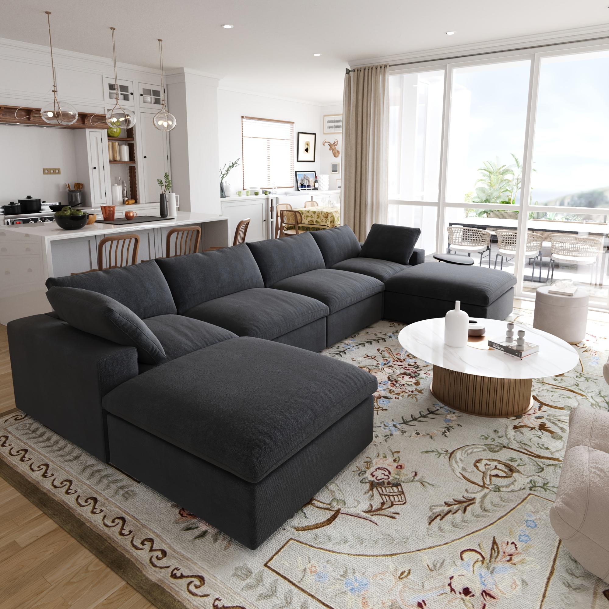 modular sectional sofa with   u shaped design minimalist style deep and wide convertible couches for the living room with washable and replaceable covers Product details 12