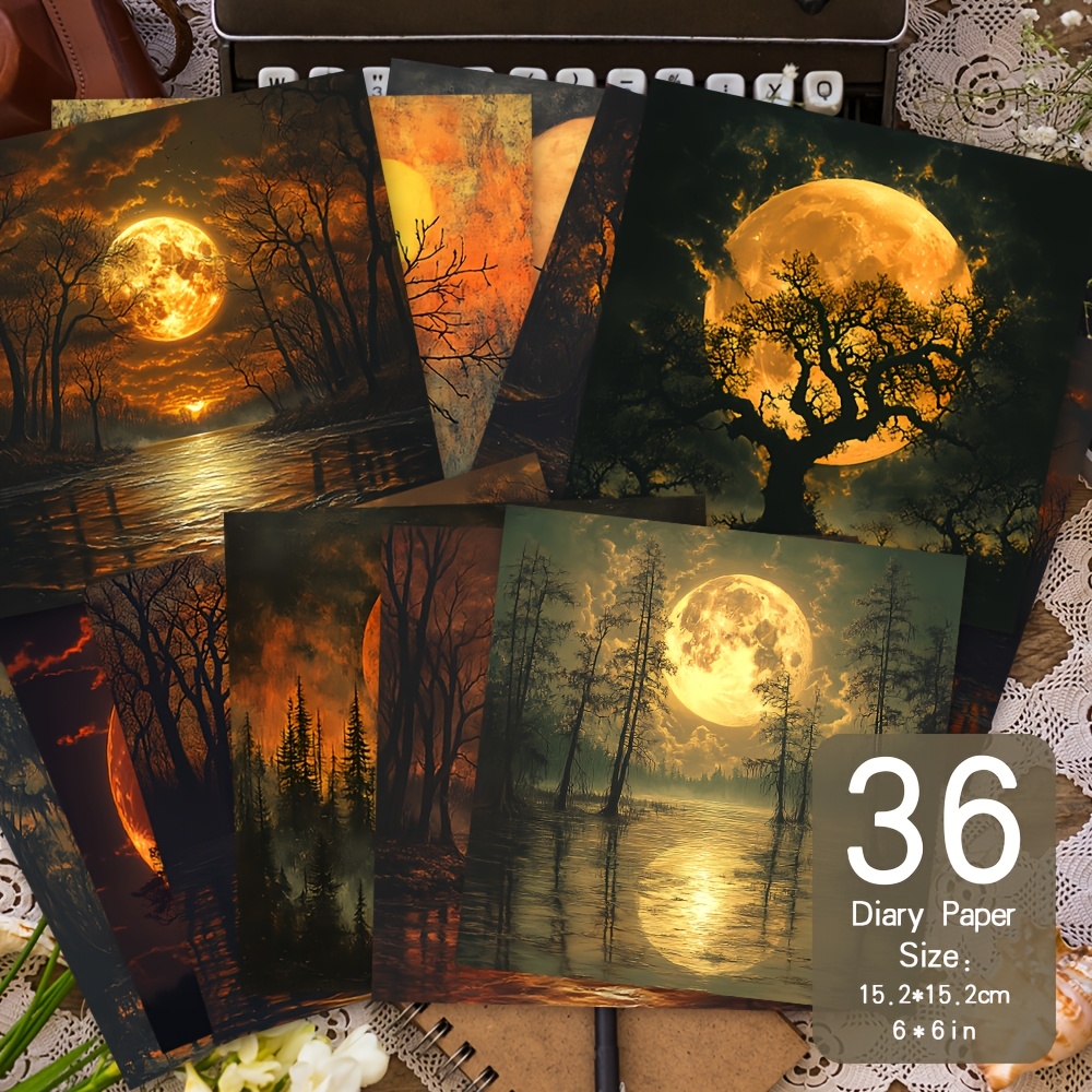 Image of 36 Sheets Paper, 6×6'', Ideal For Journals, Handmade Cards, Albums, Gift Wrapping, Gift Packaging, Album Planner Decorative Paper - Forest And