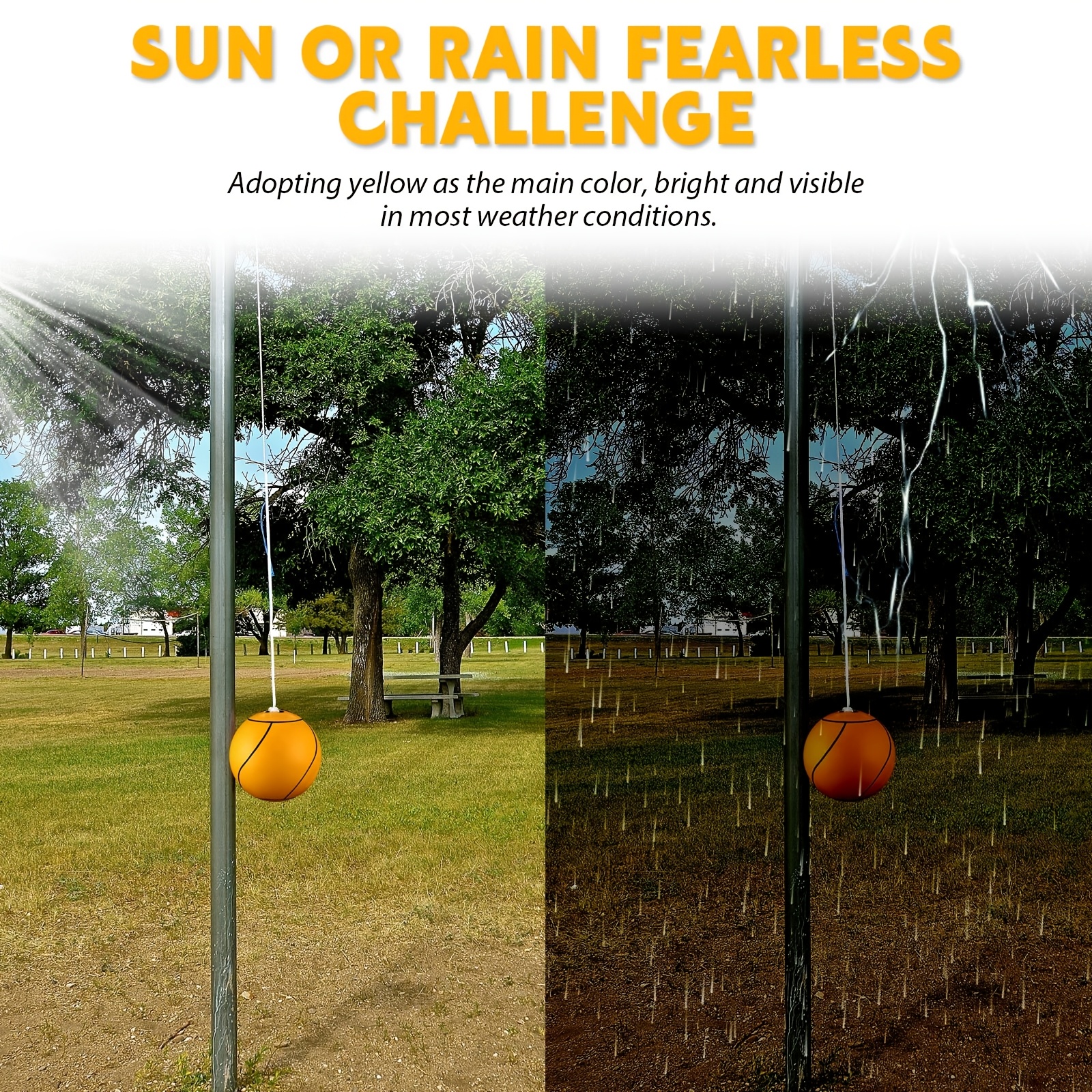 Tetherball Soft Tether Balls And Rope Set Game Replacement Tetherball Set Rubber Tetherball Equipment for Youngsters Adults Indoor Outdoor Playground Yard Backyard Play (Yellow, 2pcs)