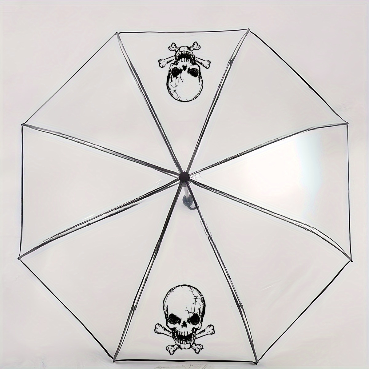 

Skull Pattern Automatic Folding Transparent Umbrella, Waterproof & Windproof 8 Ribs Umbrella For Men & Women