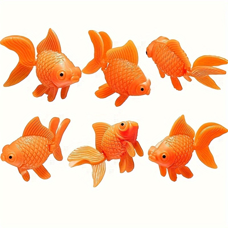 TEMU 6-pack Lifelike Orange Goldfish Decor, Realistic Floating Artificial Fish, Pvc Material, Aquarium Tank Fish Decoration
