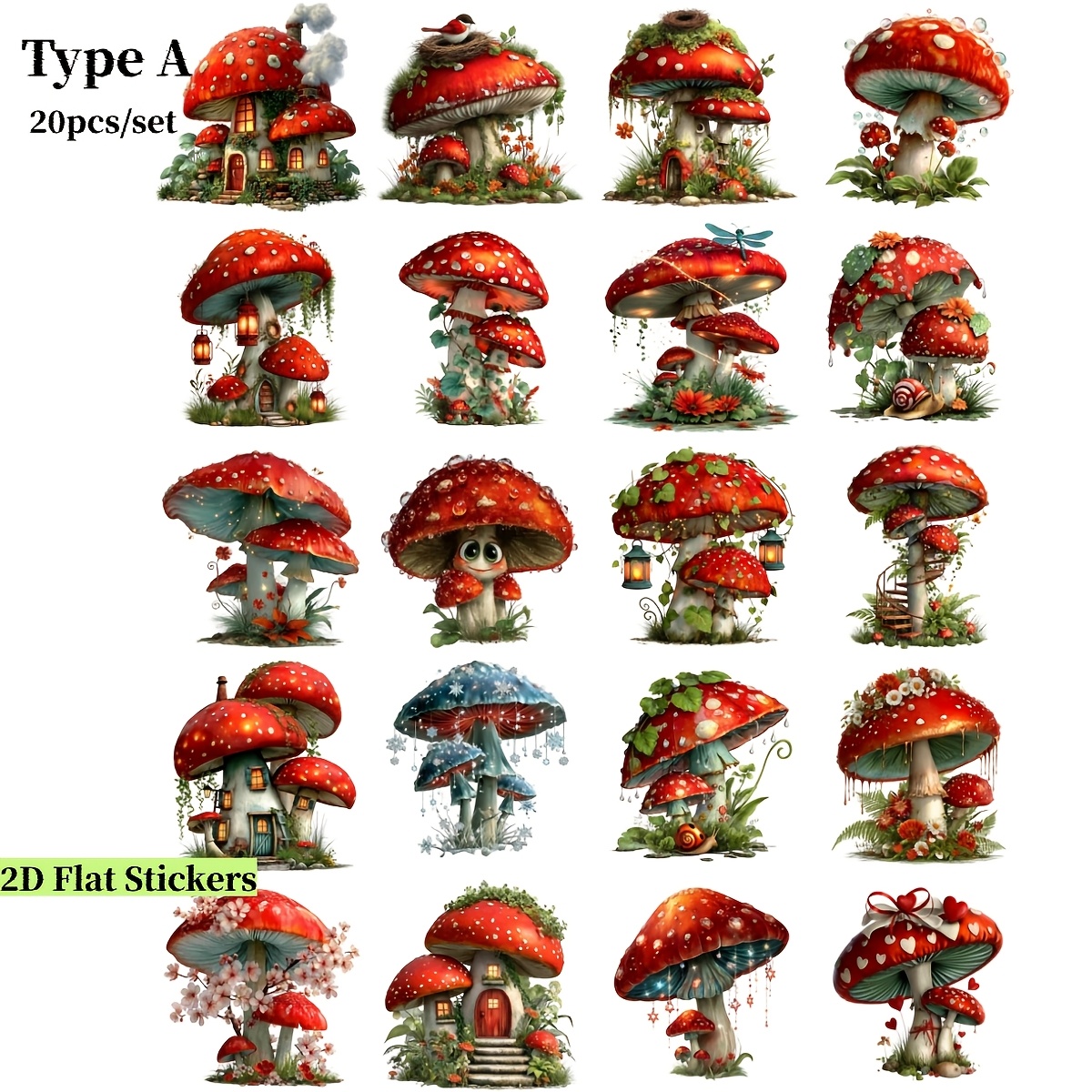 2d Flat Stickers 20pcs/set Creative Handmade House High Quality Stickers Suitable For Garbage Diary Notebook Decoration Diy Gift Decoration, 2d Flat