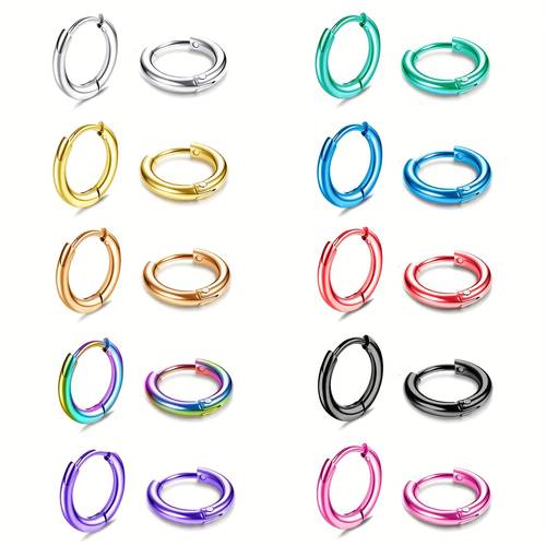 20pcs minimalist 304 304 304 304 304 stainless steel huggie earring set color earring set suitable for men and women suitable for daily or party wear as gifts without battery