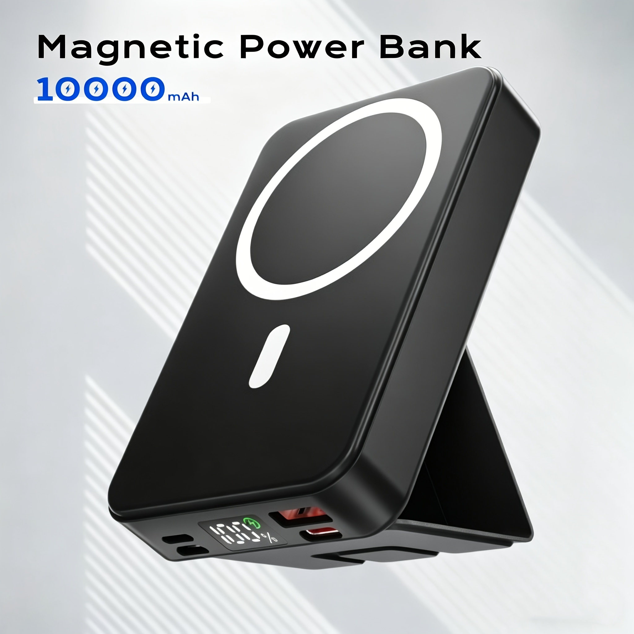 Magnetic Battery, 10000mah Foldable Magnetic Wireless Portable Charger With Stand And Usb-c (on The Side), For Iphone 17/17 Pro16/16 /15 Plus/15 Pro/15 Pro Max, For Iphone14/13 Serie