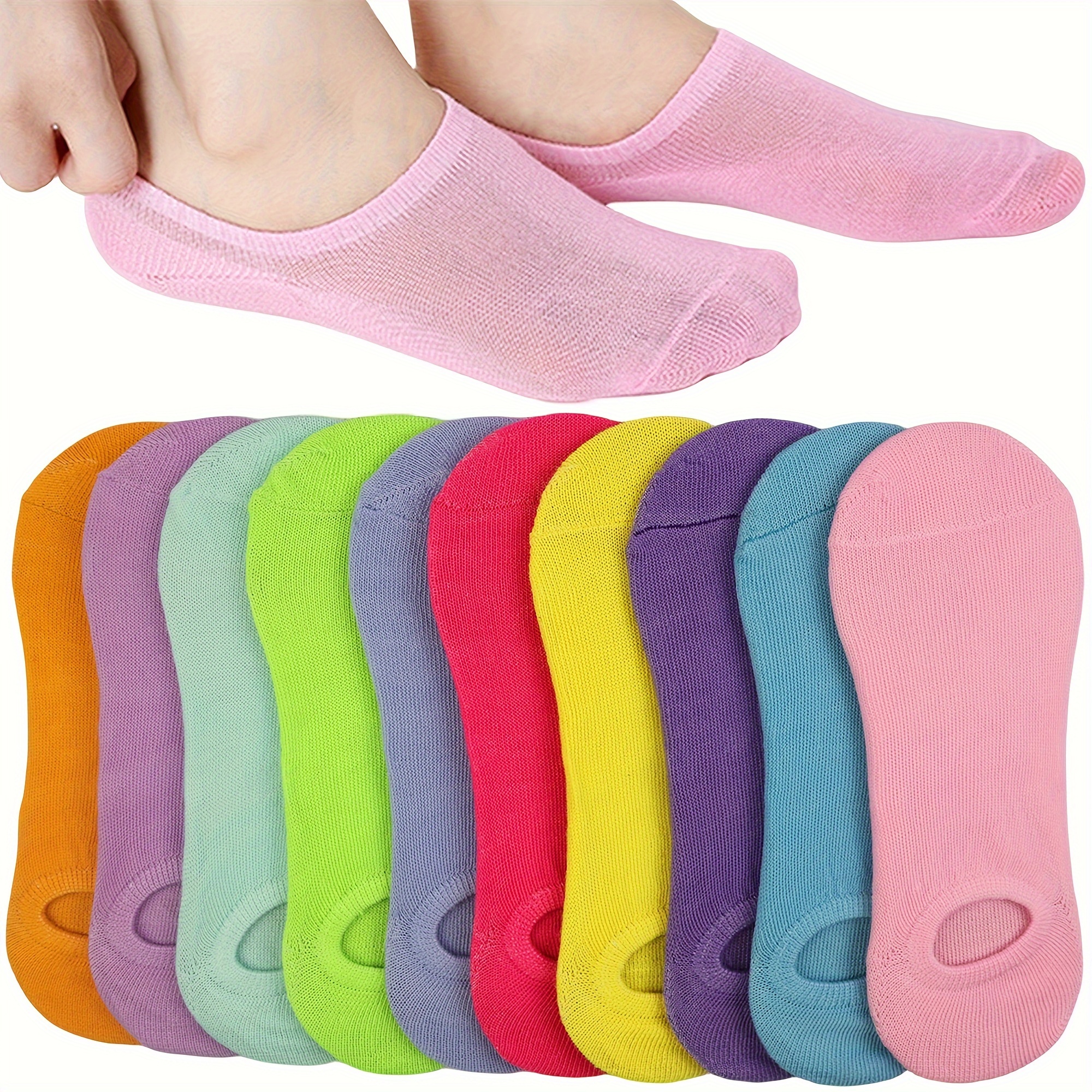 

10/20/30 Pairs Candy Color Sock, Simple & Comfy Low Cut Invisible Socks, Women's Stockings & Hosiery