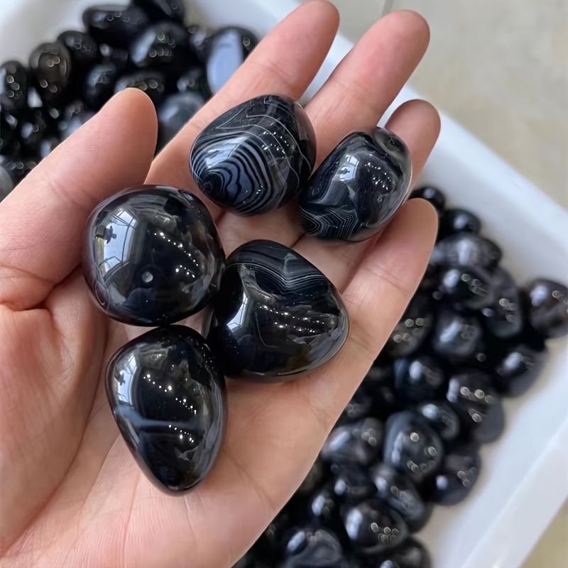 High Quality Black Onyx Artificial Crystal Natural Quartz Tumbled Stone Decor