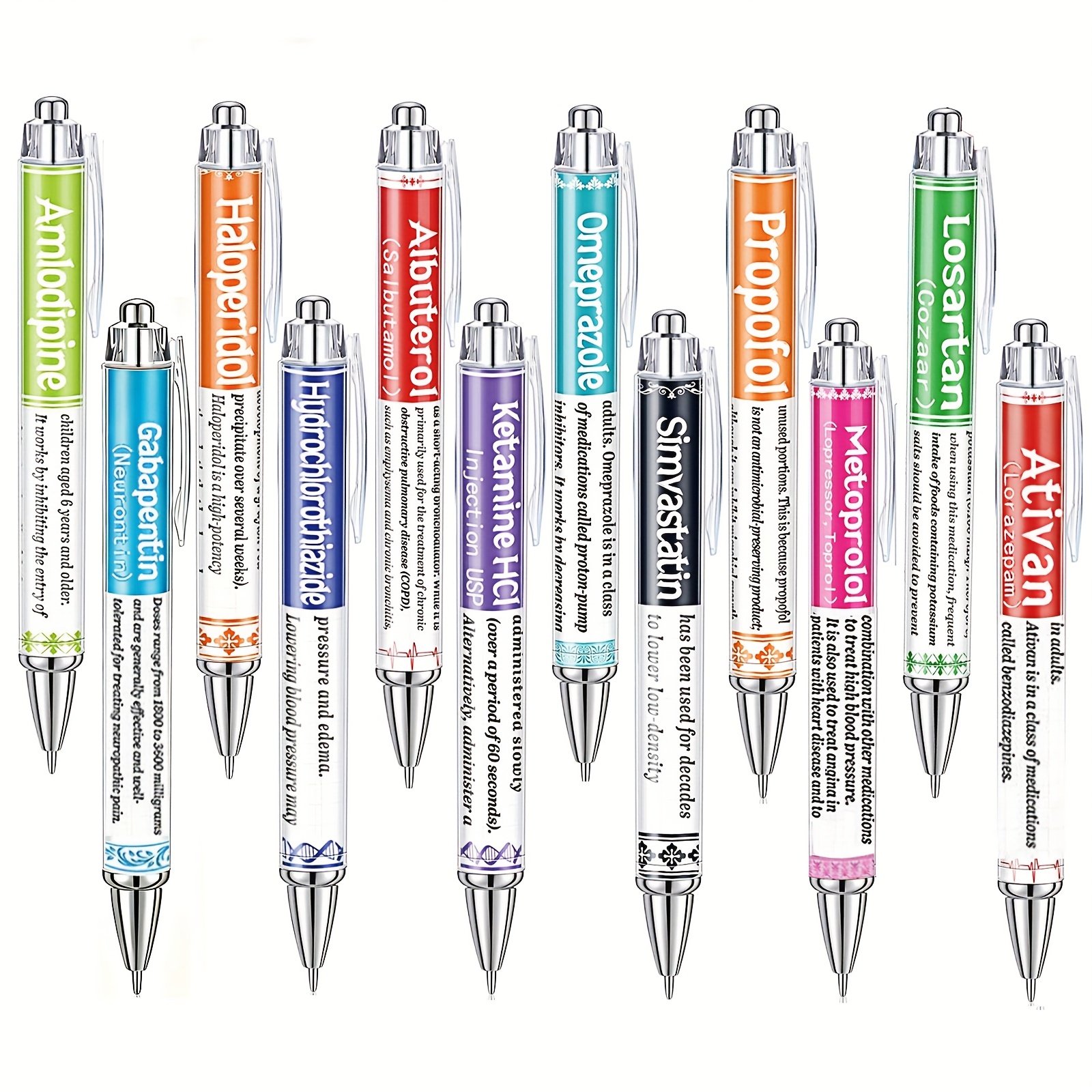 TEMU 6/12pcs Pens Gifts For Nurse Pharmacist, Funny Drug Retractable Ballpoint Pens, Nurses Week Gifts Bulk, Nurse Medical Pens Tech Technician