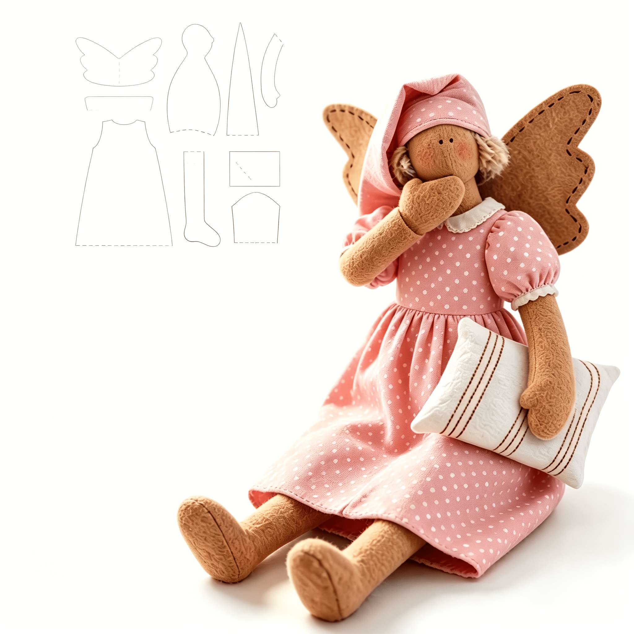 Image of Diy Doll Sewing Template, Beginner Friendly Sleep Companion Doll Pattern, Pet Material Craft Stencil