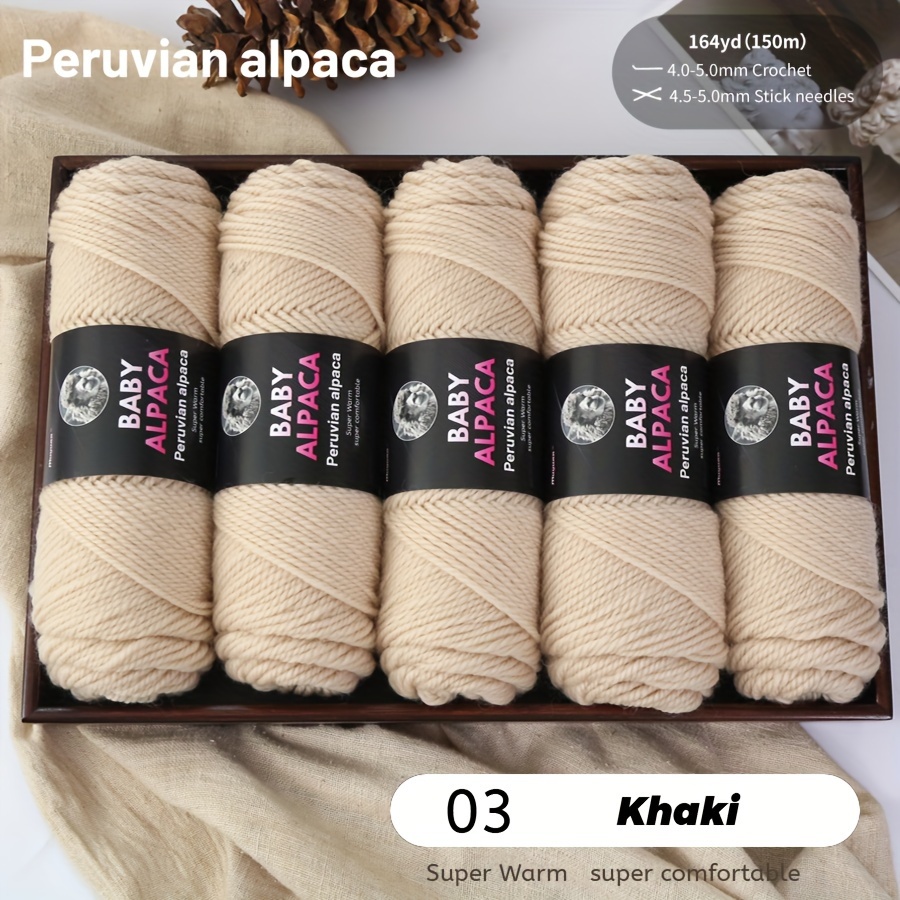 E-shop Alpaka-Wollgarn - 5 Bälle/500g, 95% Alpaka-Garn und 5% Acryl, Geeignet zum Stricken und Häkeln, für Pullover, Jacken, Westen, Schals, Tücher und