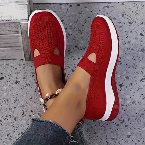 womens breathable knitted slip on ballet flats comfortable and durable shoes suitable for with rubber soles