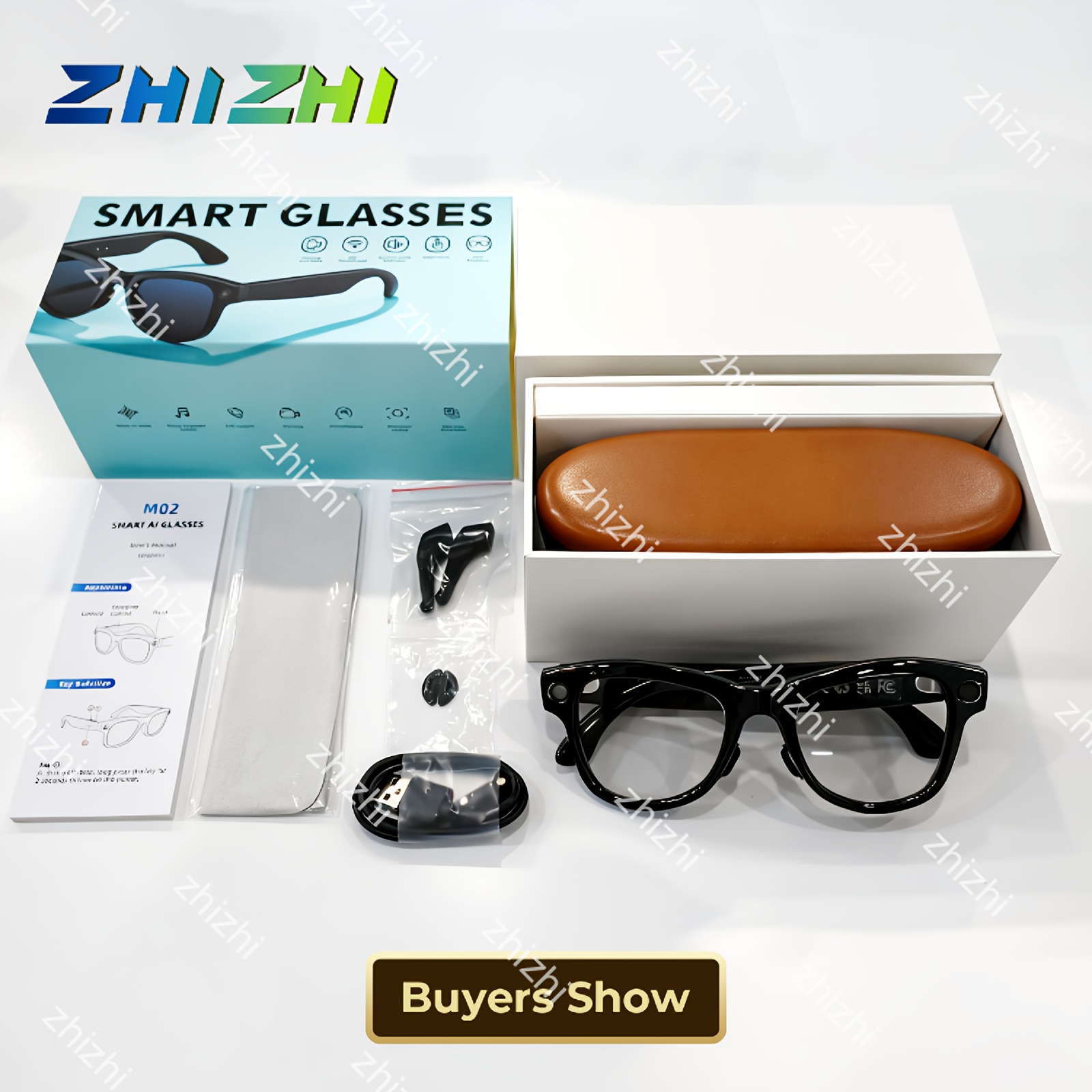 Zhizhi Fashion New Smart Glasses with Camera Ai Chatgpt Translator Dual-Microphone Noise Reduction Smart Glasses for Men Women Charging Case