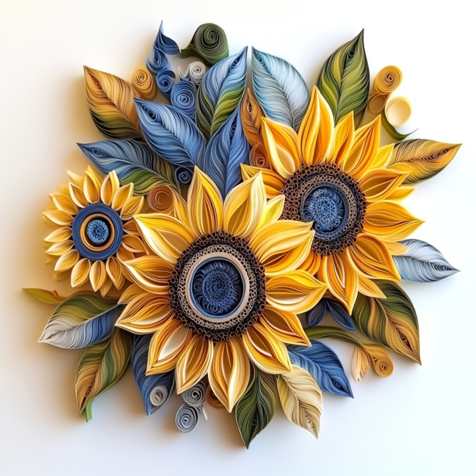 Quilled Sunflower Decoration Cross-Stitch Kit for Beginners