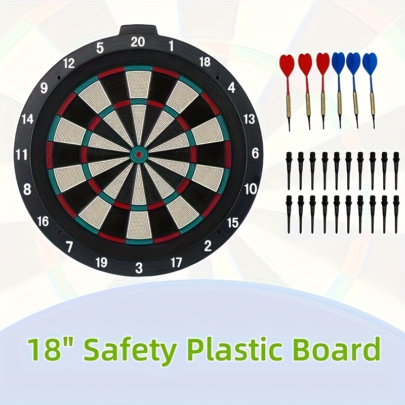 18-Inch Premium Black Safety Dartboard with 6 Exquisite Dart Set and 20 Soft-Tipped Darts - Ideal for Sports Training, Competitions, and Casual Use, Suitable for Indoor/Outdoor, Without Battery