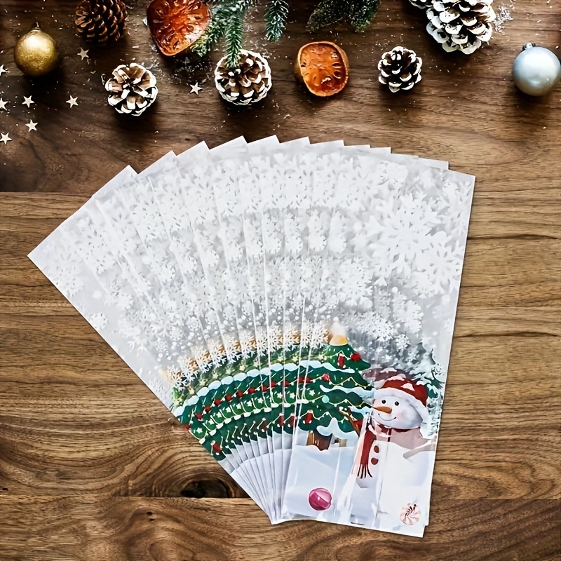 10pcs Christmas Snowflake Gift Bag - Transparent Plastic Packaging, Suitable For Holiday Parties, New Year, Thanksgiving - Multifunctional Gift Bag, Decoration Packaging Bag