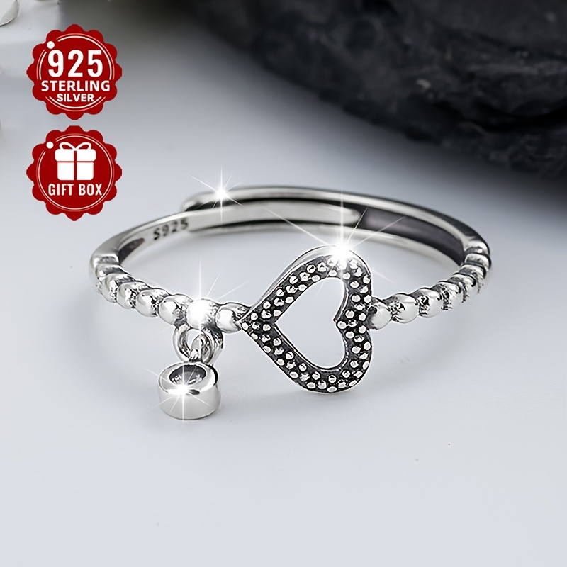 

1 pièce Bague Vana et simple en argent sterling S925 avec synthétique, hypoallergénique, pour la Saint-Valentin pour elle, compatible toutes