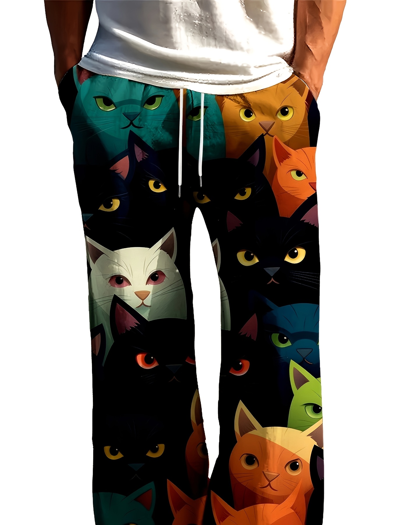 pijama hombre estampado 3d gato pantalones casa holgados Temu