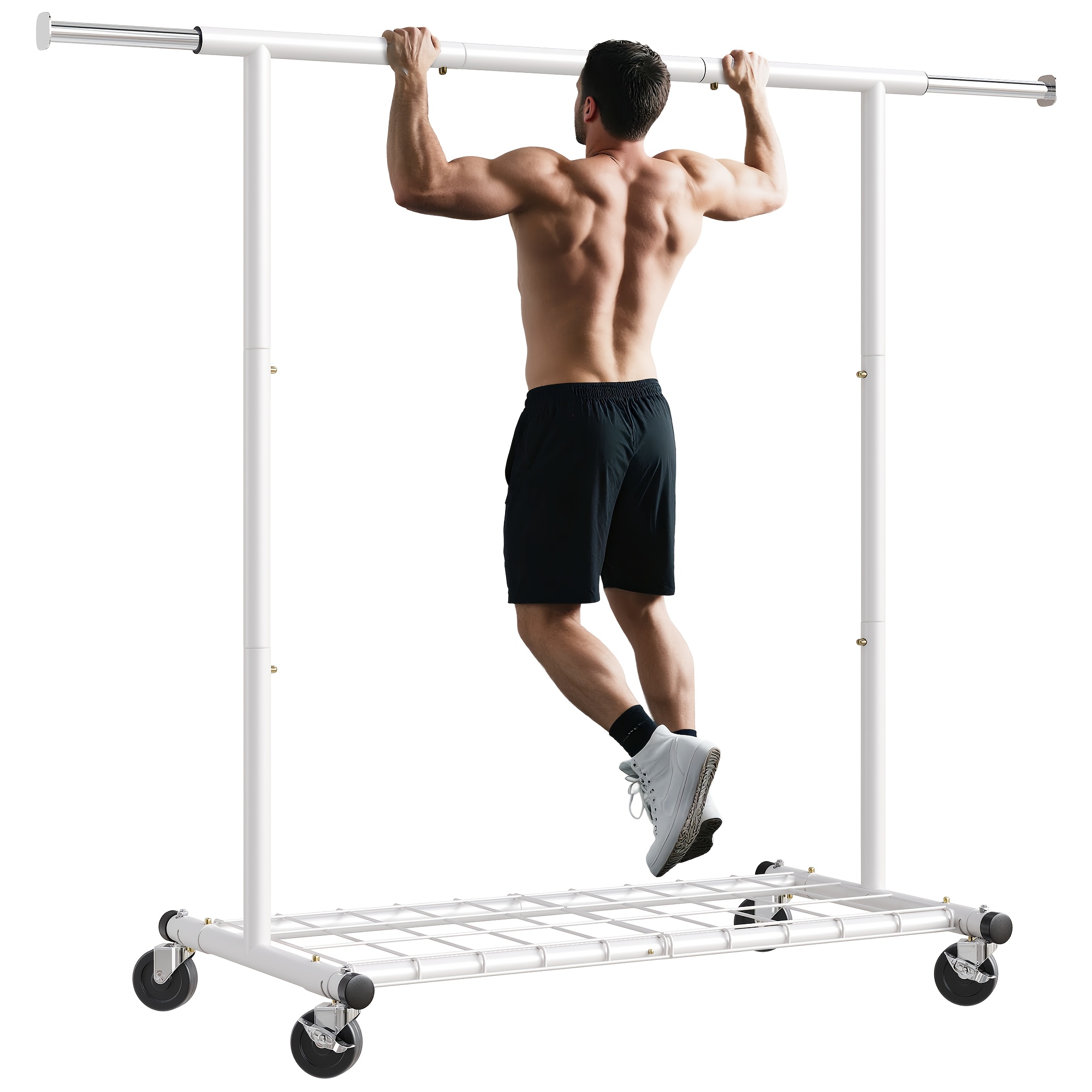   home storage offers a vertical clothes rack that reaches from floor to ceiling featuring adjustable wheels for   this metal clothing rack is ideal for hanging garments and is portable making it   use in bedrooms