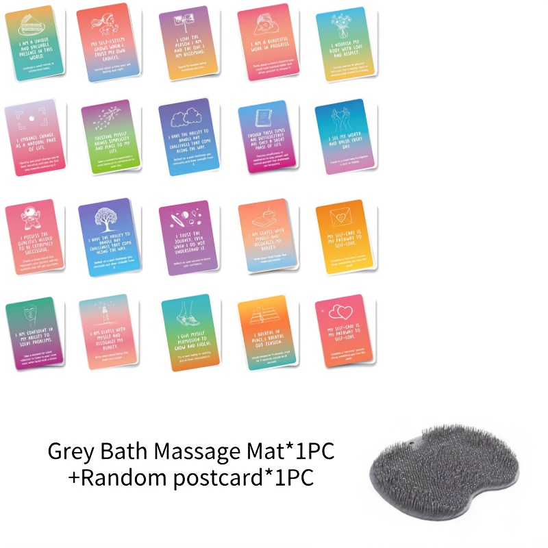 Image of 1pc Foot Back Shower Washer Bath Massage Pad Wall Mounted Body Back Washer Massage Pad Brush Anti-slip Suction Cup Bathroom Back Scrubbing, Dirt Removal, Mud Scrubbing Brush And Random Postcard