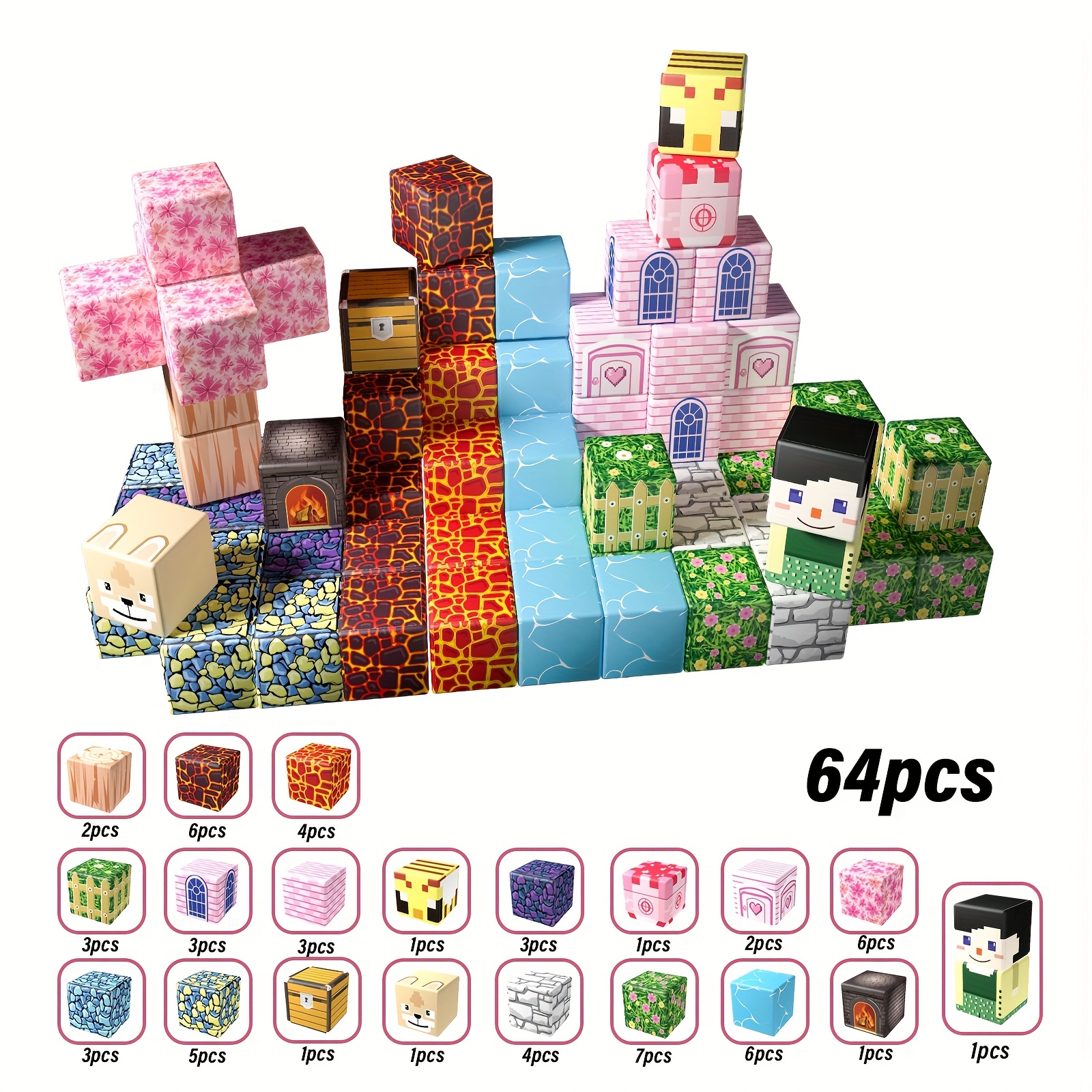 Magnetic Building Blocks Set, 200/100/64/48pcs for Creative Play