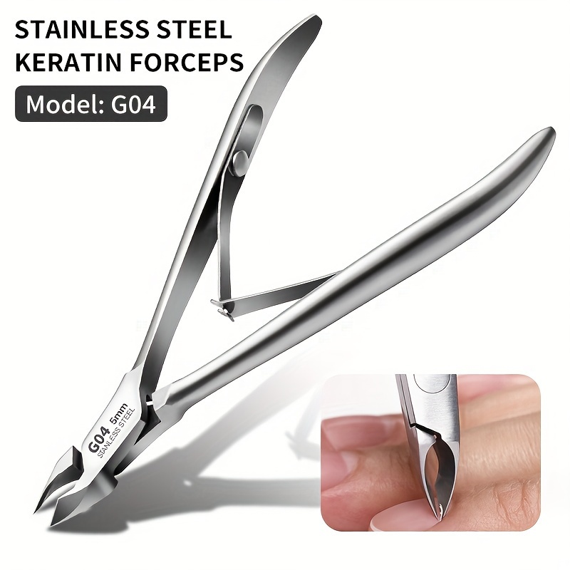 

Stainless Steel Keratin Forceps, 5mm Cuticle Nippers, Professional Manicure Scissors, Dead Skin Remover, Durable Cuticle Trimmer, Comfort Grip, Silver Precision Nail Care Tool