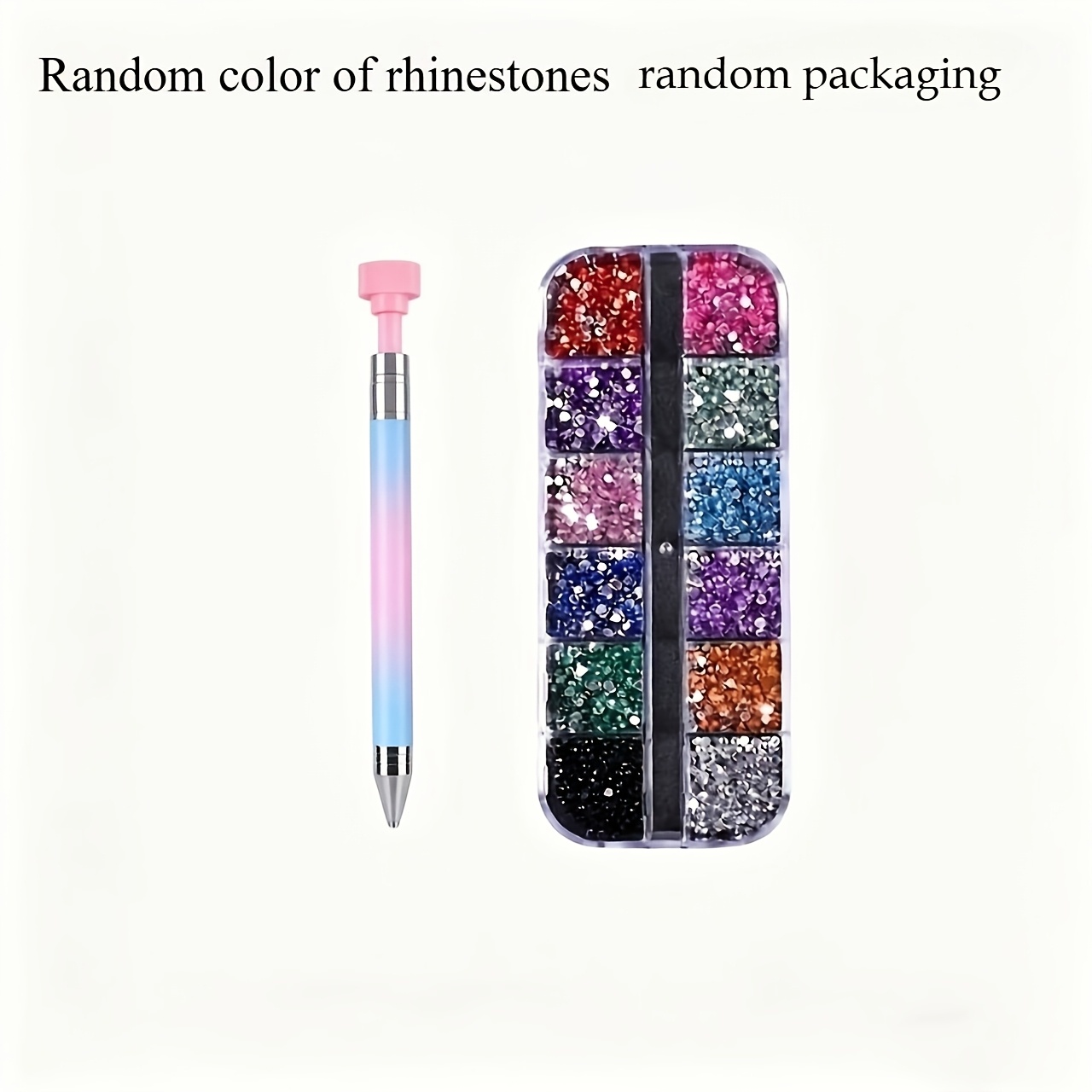 TEMU Ensemble complet de stylos de peinture diamant 5D avec 1 boîte de 12 couleurs aléatoires de de cristal ronds de 3 mm, 2000 pièces - Stylo de