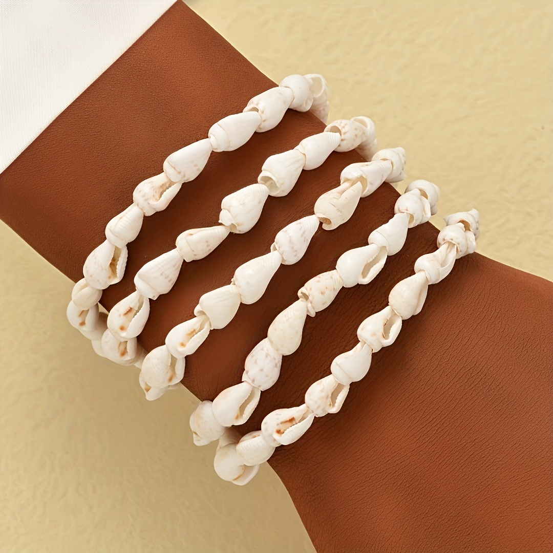 Women's Ocean Style Seashell Long Bracelet, Multi-Layer Wrap