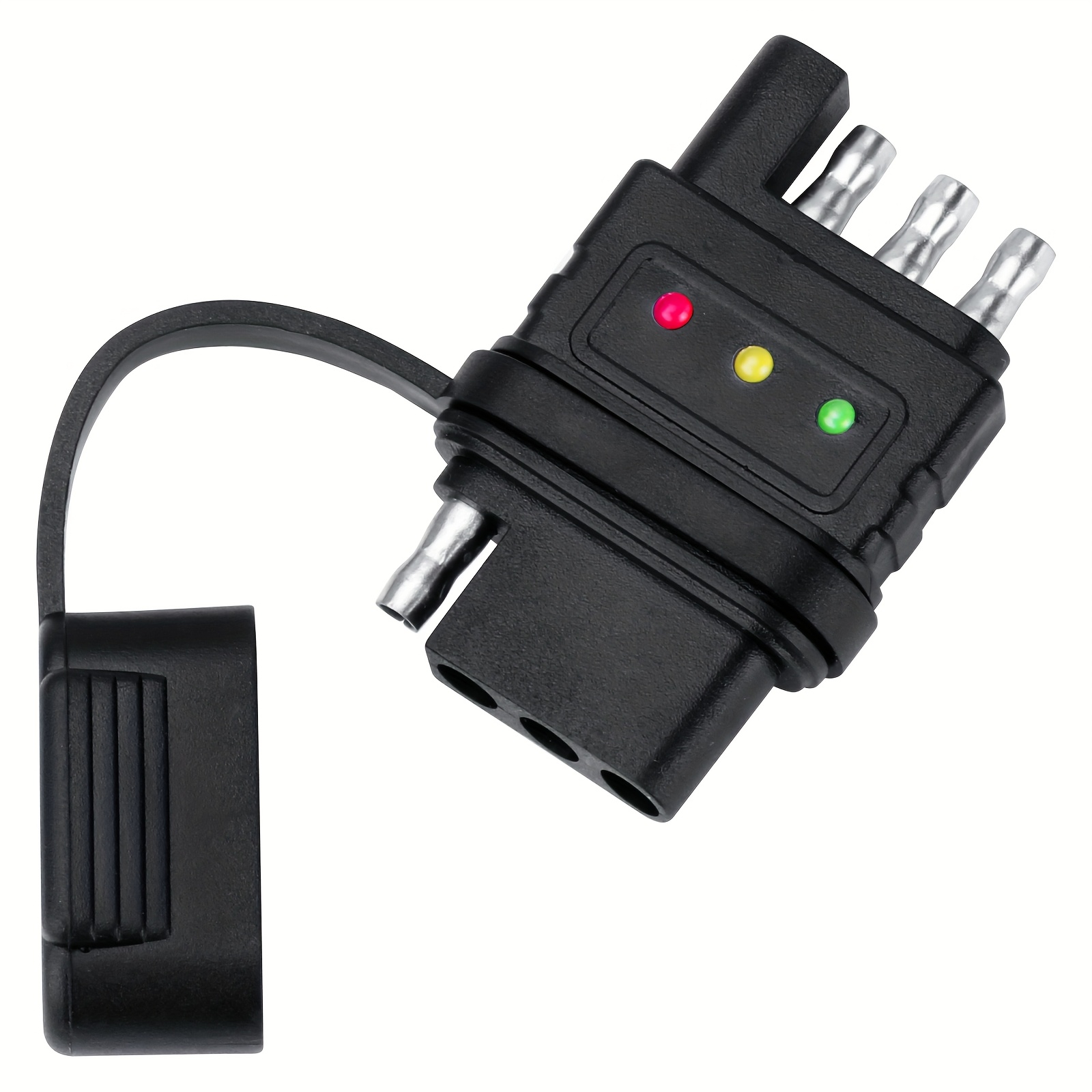 TEMU Flat Trailer Wiring Tester With 4-pin Male/female Connector, Dual- & Bright Led Indicators For Turn Signal & Tail Light - Compatible With Most
