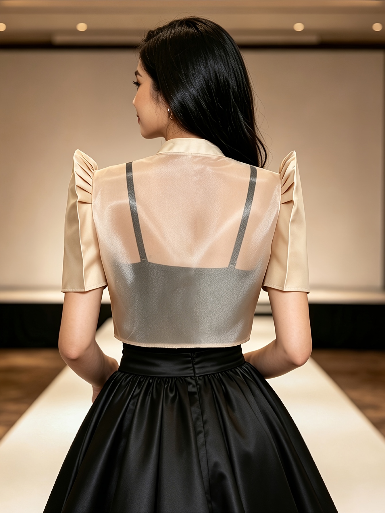 womens       bolero blouse beaded embroidered puff sleeve short cropped top stand collar traditional filipino formal cover up