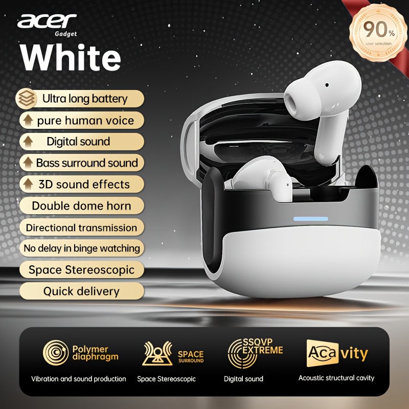 Image of [acer 2025 New] Tws Wireless Headphones, Heavy Stereo, Ai Active Noise Cancelling Headphones, Ultra-long Sports Running In-ear, Low Latency , Hifi Sound, Lightweight , Stylish Design