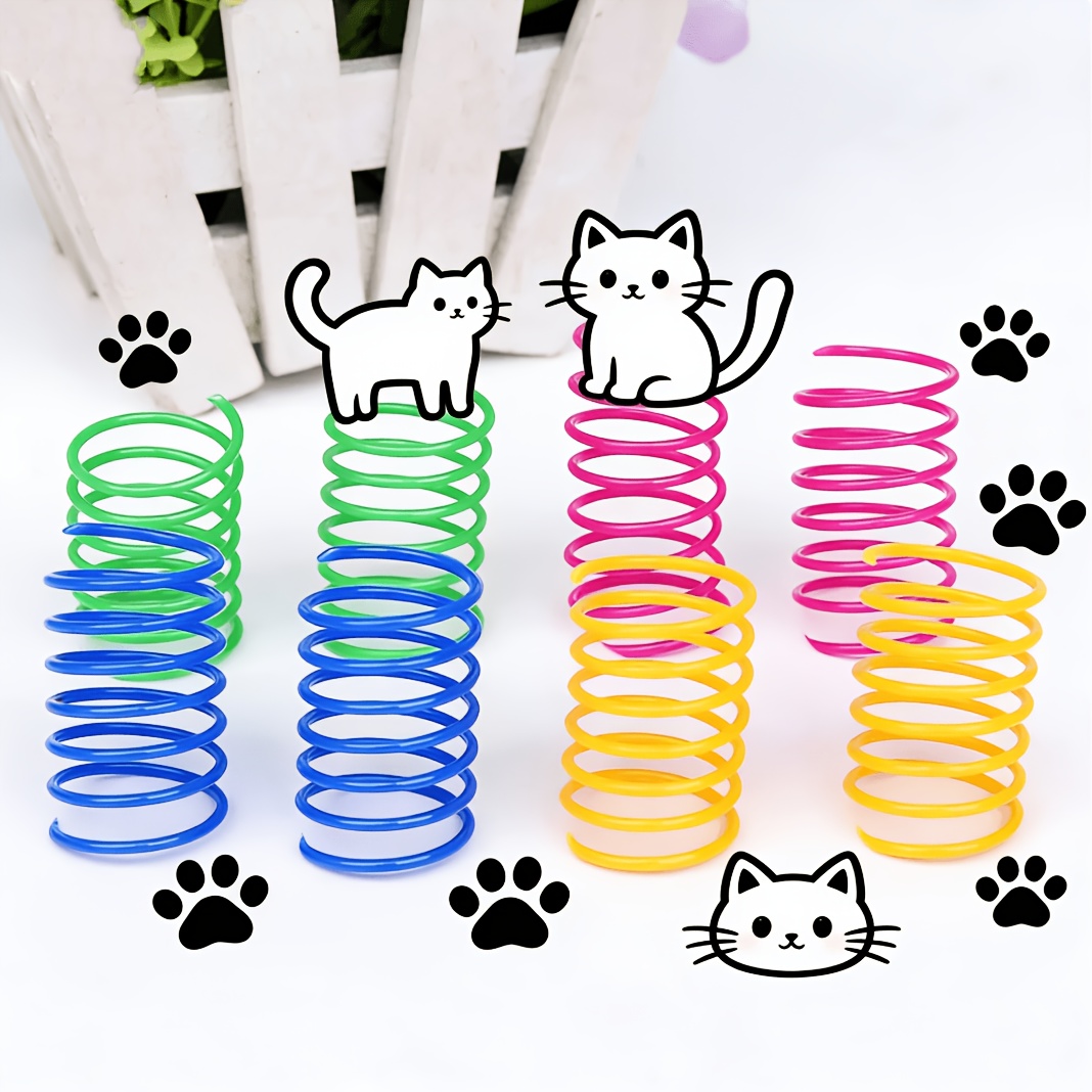 cat spring toy set random color assorted retractable colorful plastic spring   toys interactive pet entertainment accessories no batteries required Product details 1