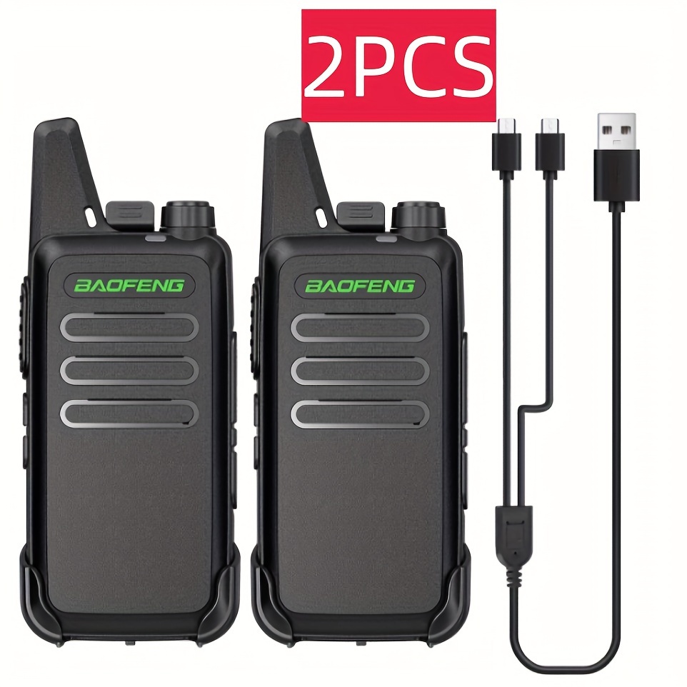 4 Walkie Talkies recargables de largo alcance para adultos – Radios de 2  vías de la NOAA – con auriculares y micrófono, cargador USB de batería