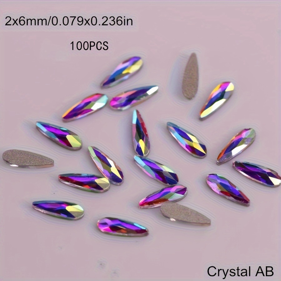 TEMU -pack Raindrop Ab Crystal Rhinestones, 3d Flat-back Gemstones For Diy Nail Art, Clothing, Shoes, Face Painting, And Accessory Decorations - Unscented