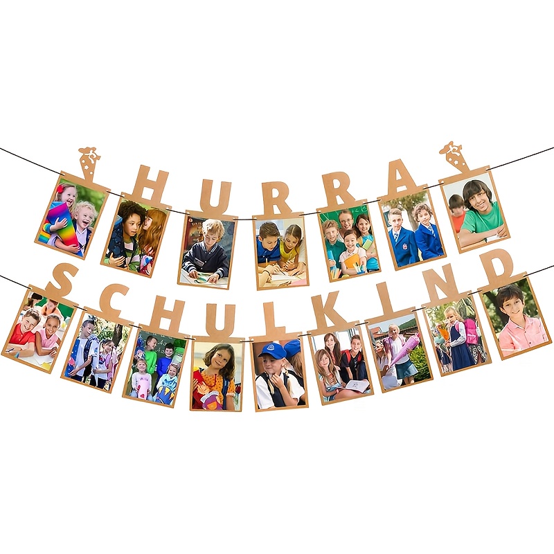 Schulklnd" German Banner, Photo Garland, School Decoration, 2026 Back To School Decoration, Paper Photo Banner, Hanging Wall Decoration