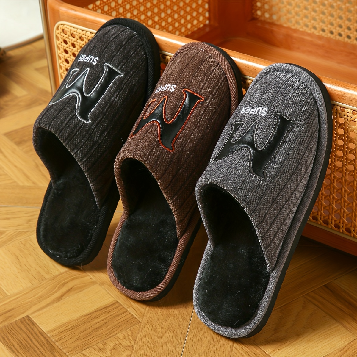 Men'S Comfortable Memory Foam Slippers with Adjustable Width, Warm EVA Sole, And Plush Lining - Black, Brown, Gray Options - Ideal for Indoor And Outdoor Use, Indoor Slippers. Suitable for Both Men And Women.