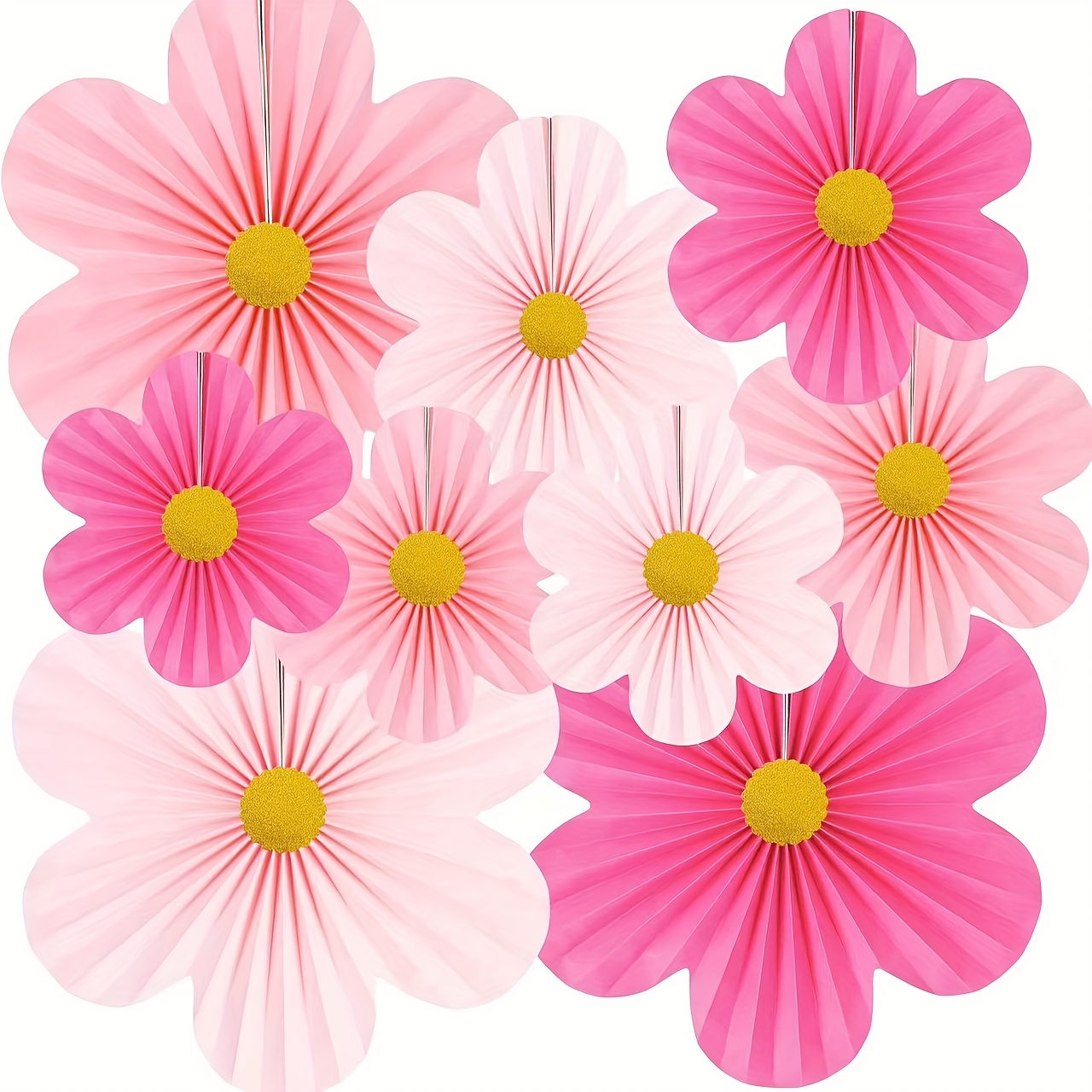 9 teiliges set rosa orange party deko papierblume deko wand