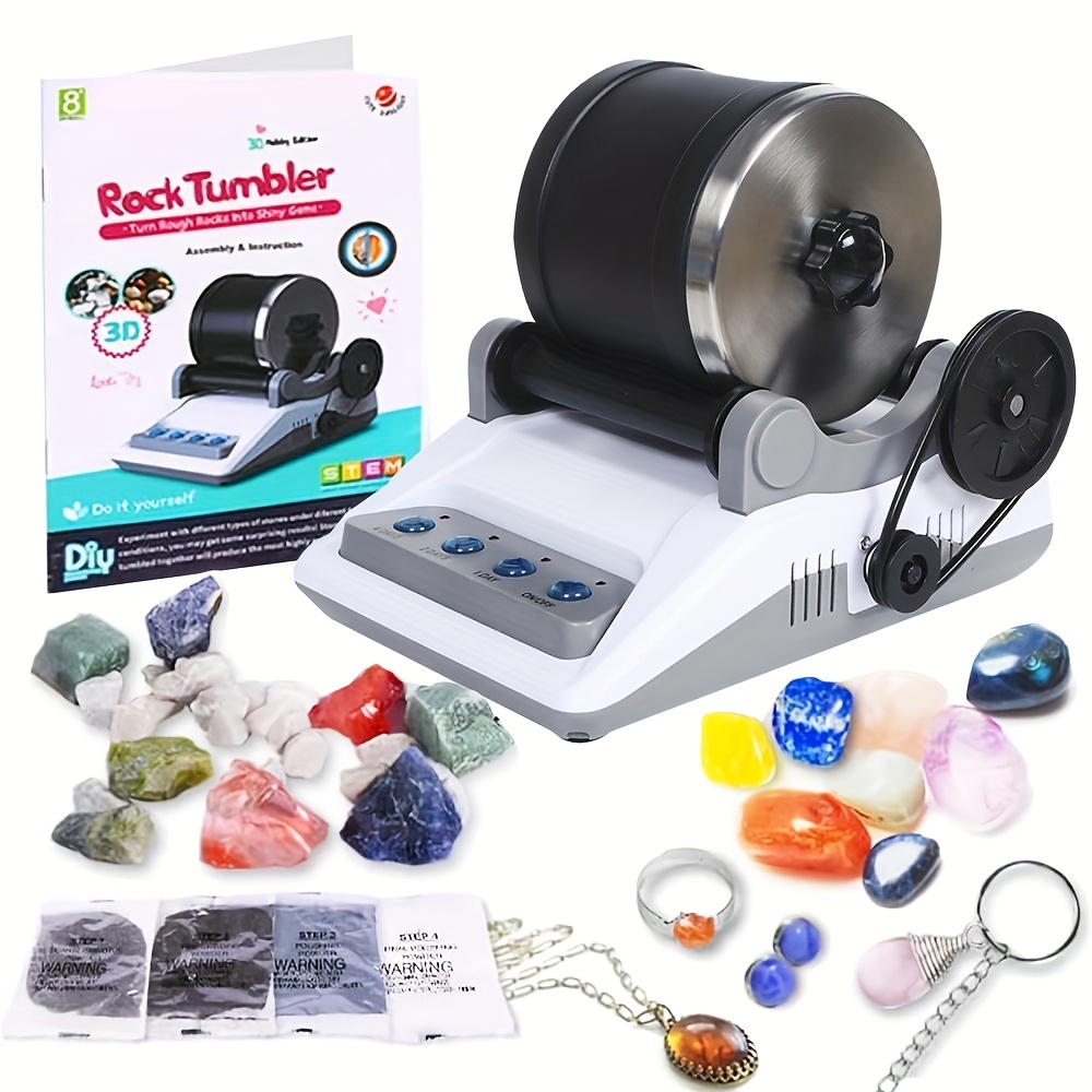 Nature Bound Fast Rock Tumbler & Polisher Kit - Includes Rough Gemstones Grit
