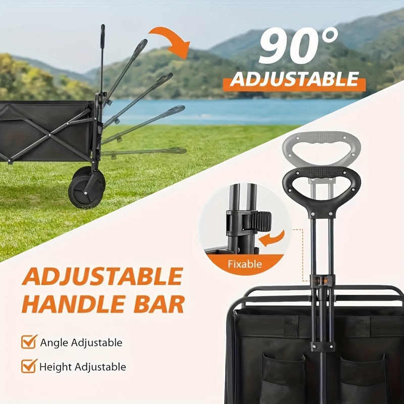 1pc heavy duty folding utility wagon collapsible garden cart with all terrain tires multipurpose for grocery camping garden beach no electricity needed no battery required details 7