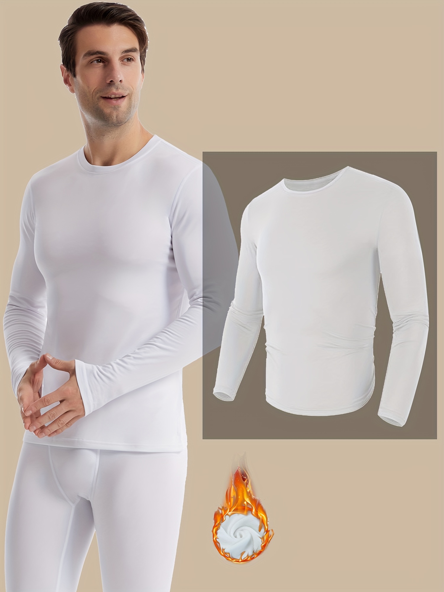 Men's Thermal Long Sleeve Undershirt - Stretch Cotton Blend, Warm Ski Base Layer 12 thumbnail image