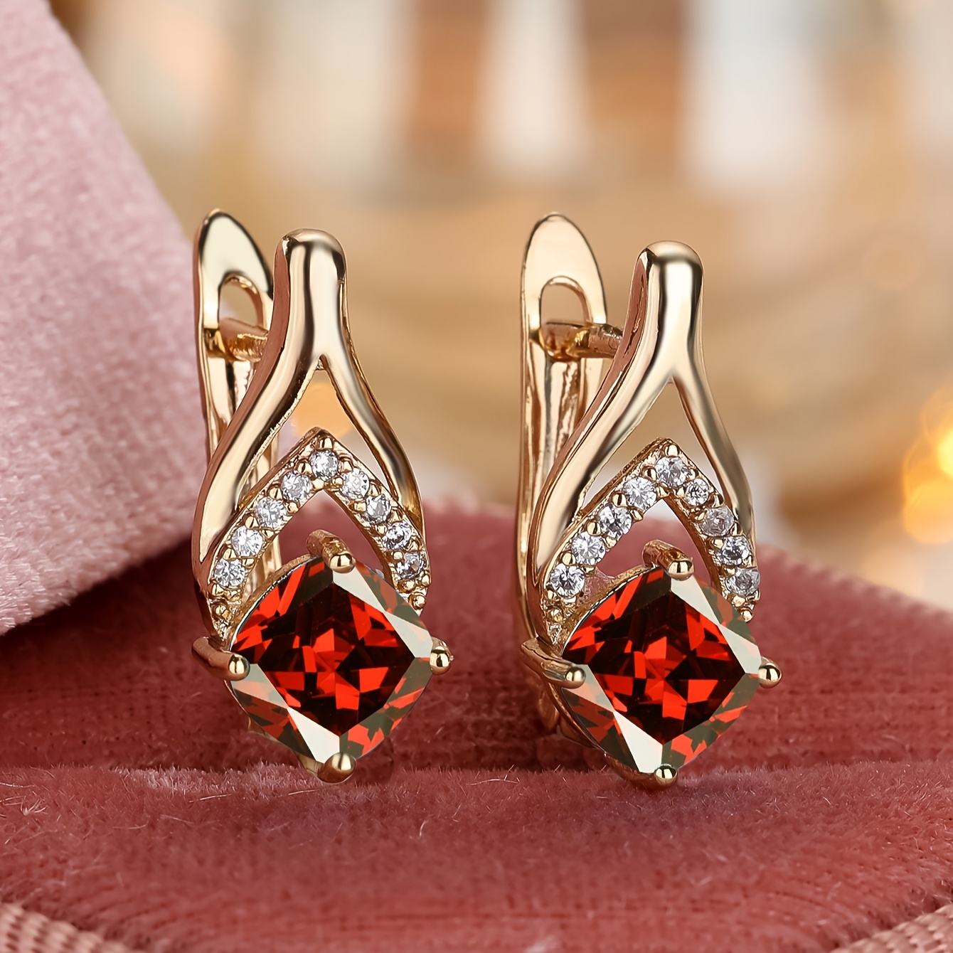 TEMU 1 Pair Drop Earrings Golden Dangle Earrings Wedding , For Teenager