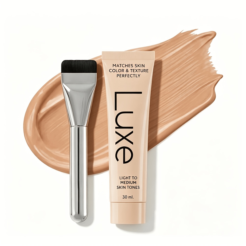 TEMU This All-color Tinted Foundation Comes With An Ultra-thin Flat Brush, A And Moisturizing Cream, And Layered With Concealer For , Luminous End