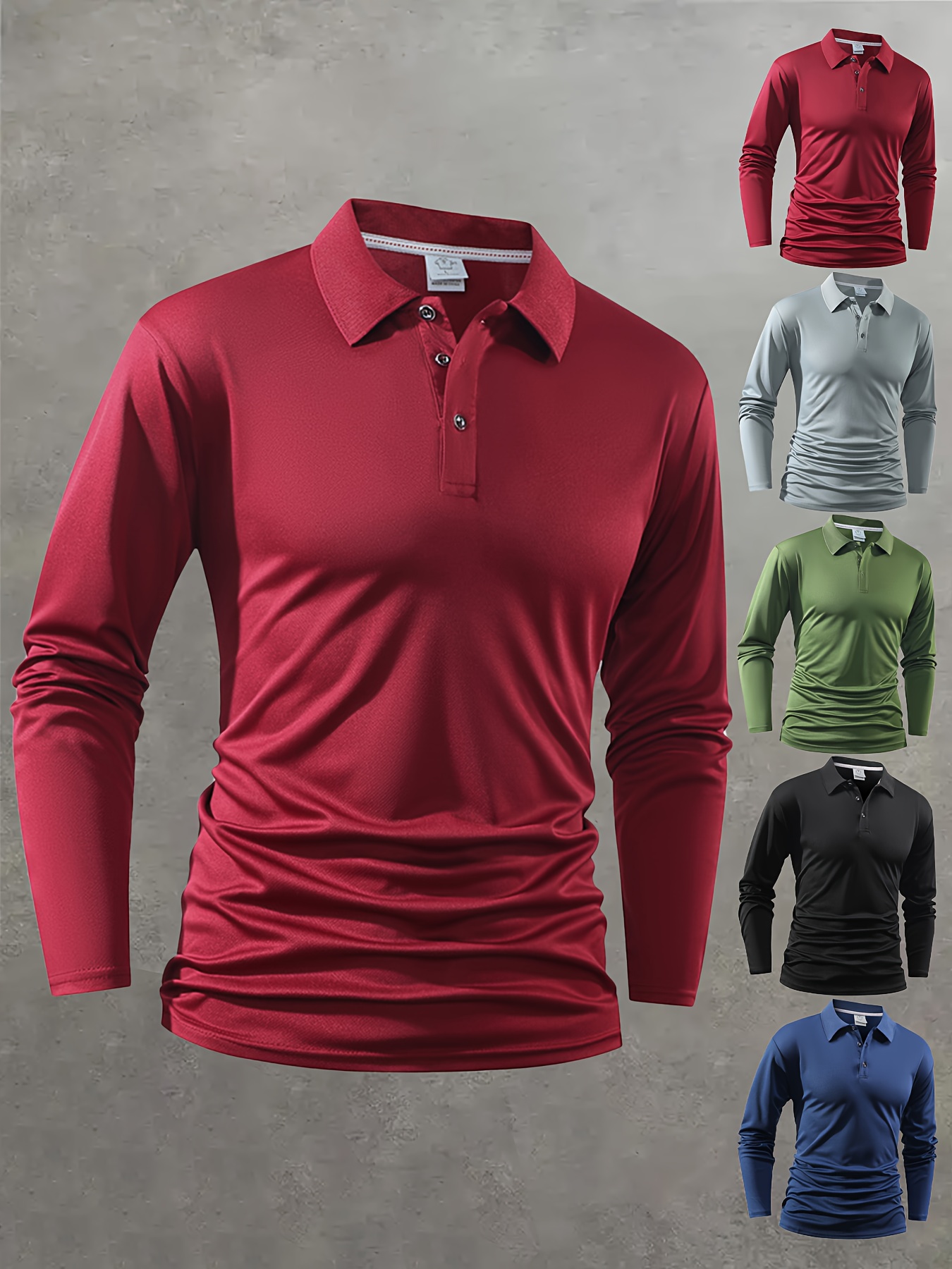 5-color men's golf casual shirt with long sleeves, comfortable