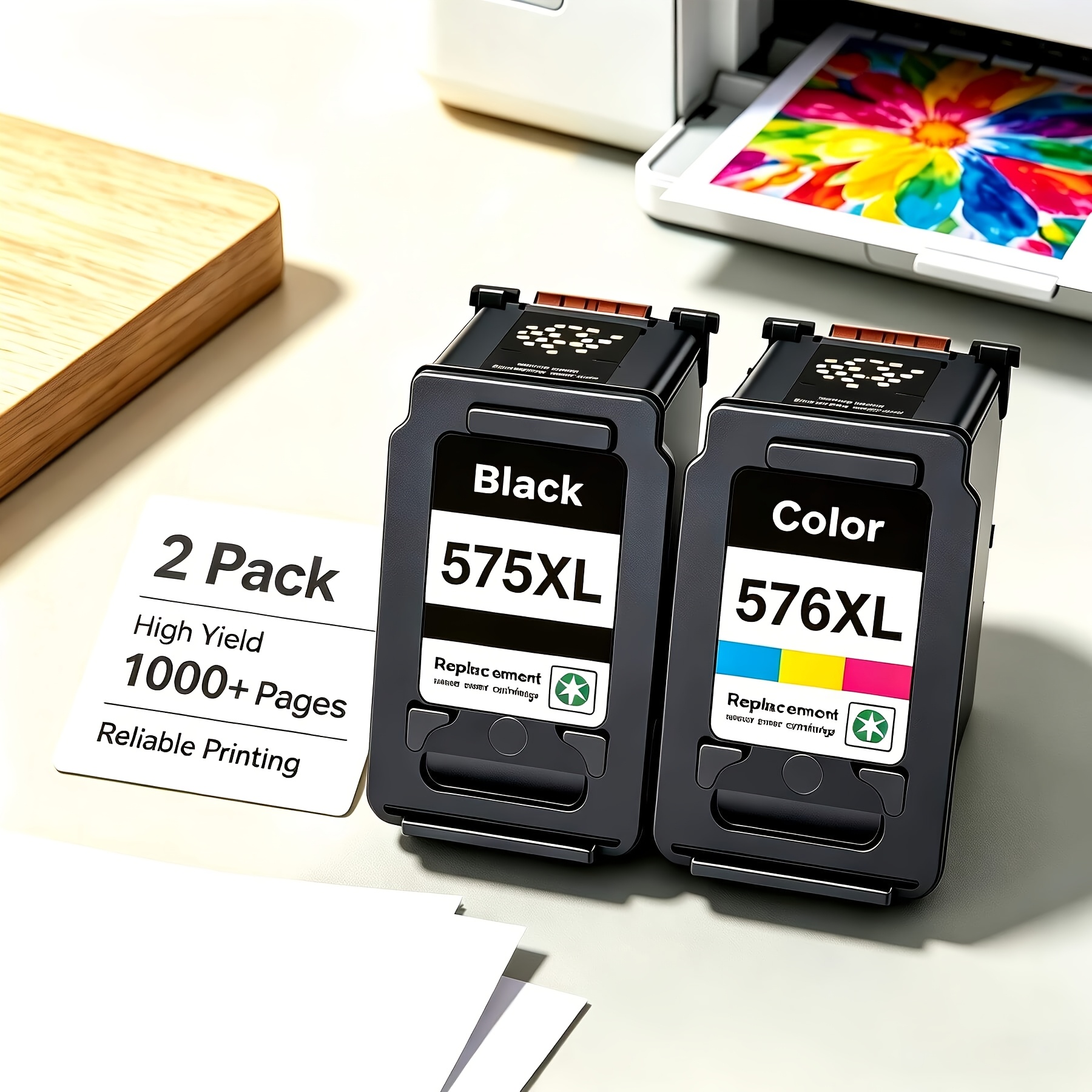 Image of Reliable Kit For Ts3550 Ts3551 Tr4577 Series Printers, Black And Tricolor, Remanufactured Replacement For Pg575 Cl576