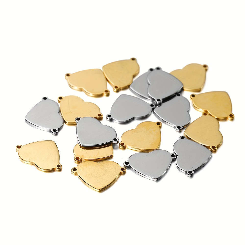 

10pcs Stainless Charms For Jewelry Making, Dual-hole Connector Pendants For Diy Bracelets, Necklaces, And Accessories