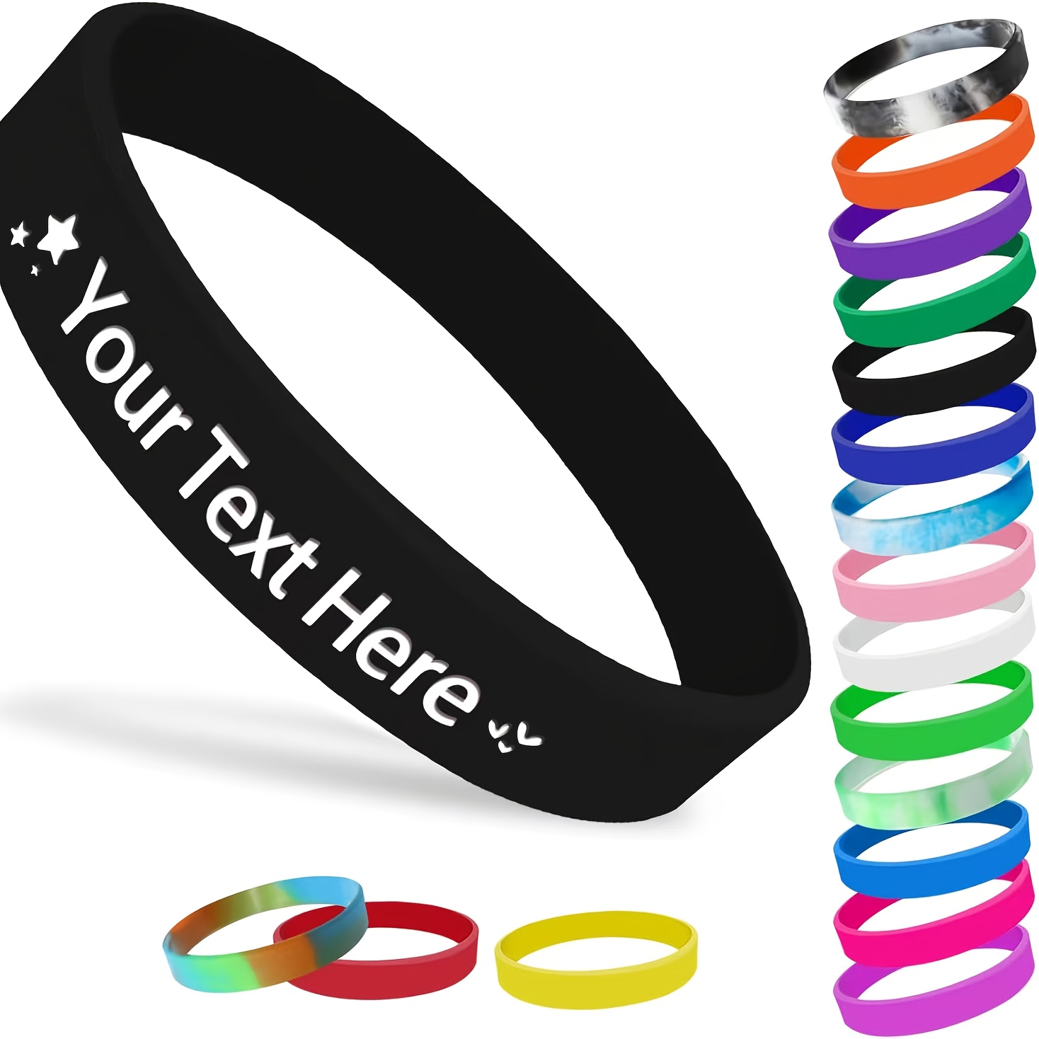 96pcs Customizable Silicone Bracelets with Heart Patterns