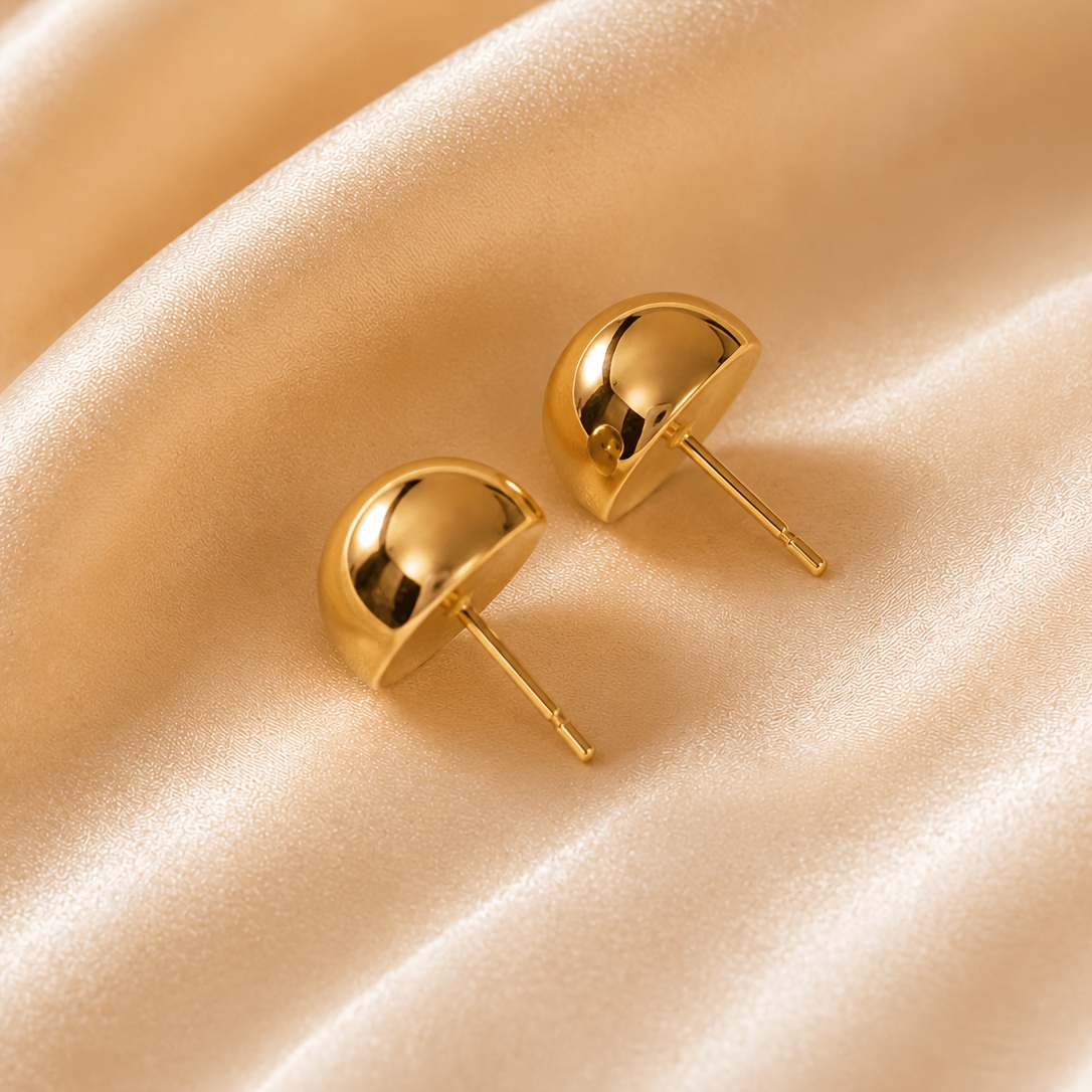 Women's Hemispherical Chubby Bean Stud Earrings
