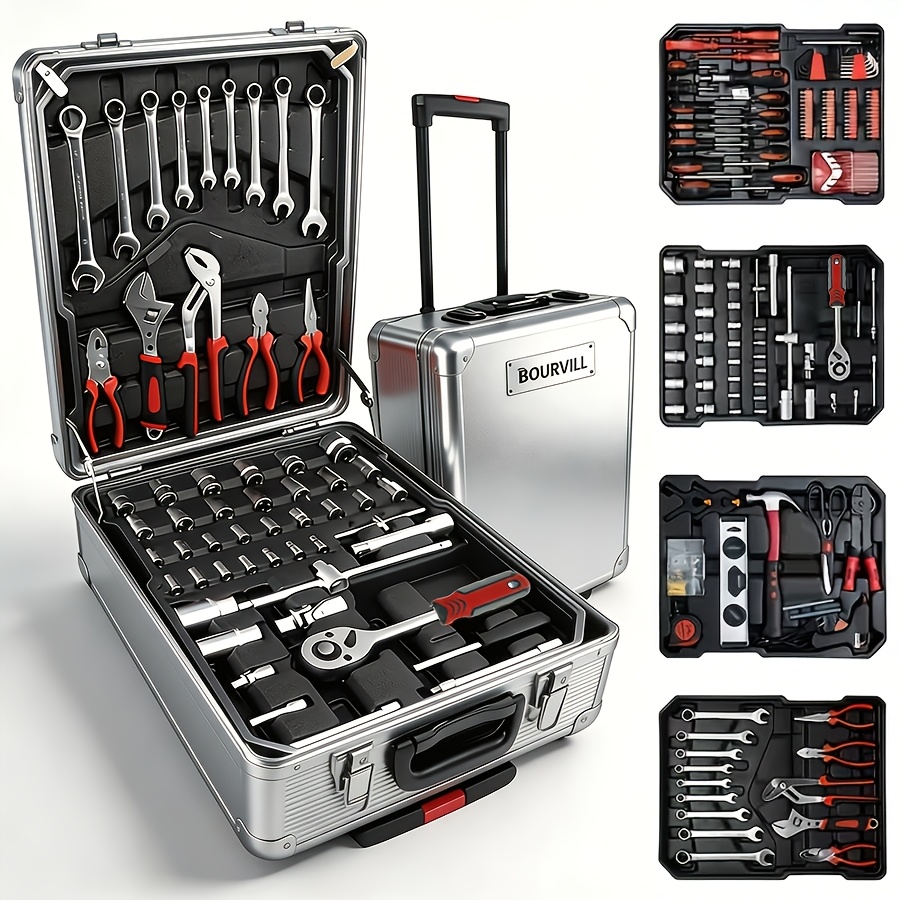 899 51pcs tool set   machinery tool kit and household machinery tool kit car and bicycle repair tools   4 3 8 drive depth and standard socket ratchet torque wrench screwdriver socket combination kit