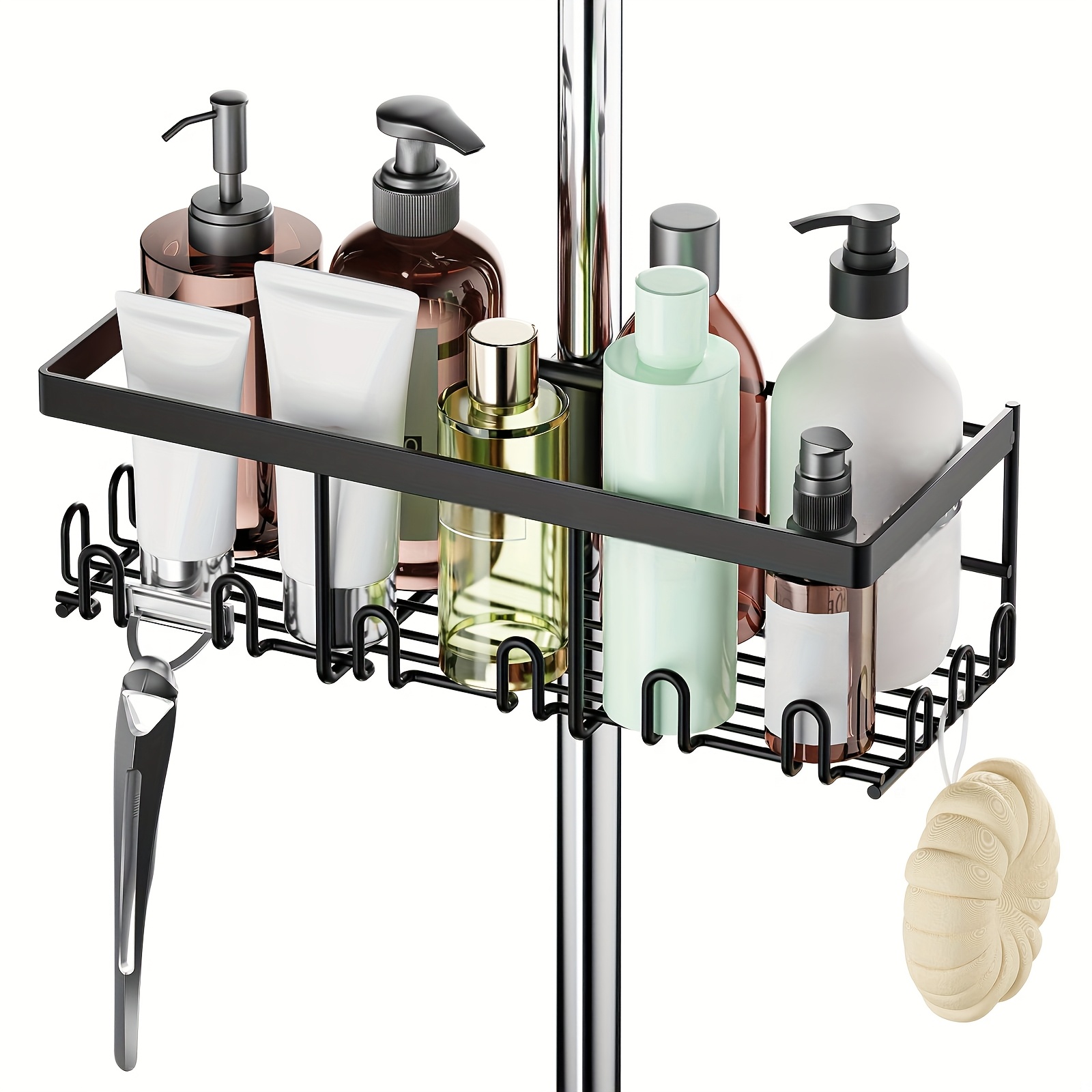 Diwoker Doucherek Zonder Boren, Doucheplank Badkamer Organizer, Shampoohouder voor Douche Badkamer Caddy (Zwart, 3 Stuks