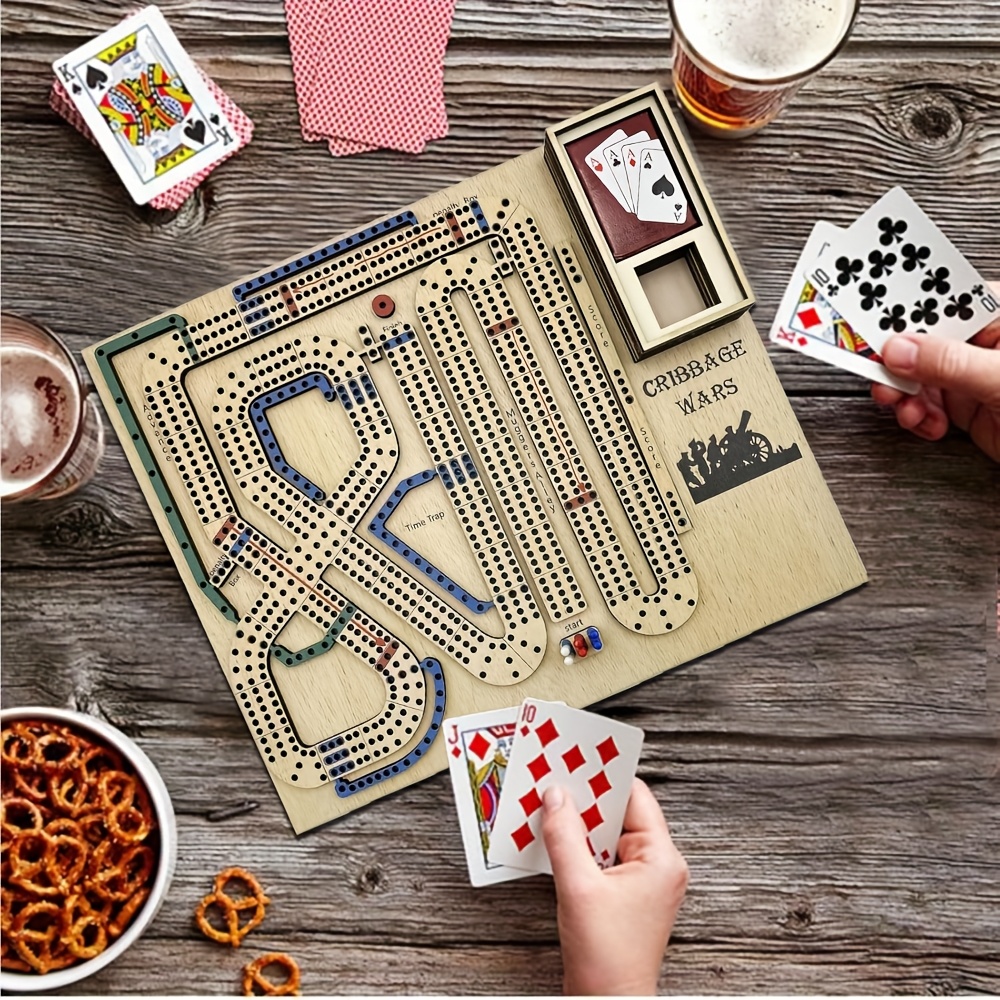 Wooden Cribbage Board Game for Family Night