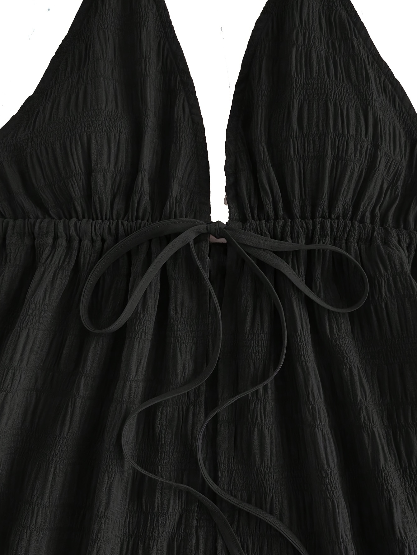 womens solid color deep v neck tie front halter top - Temu Germany