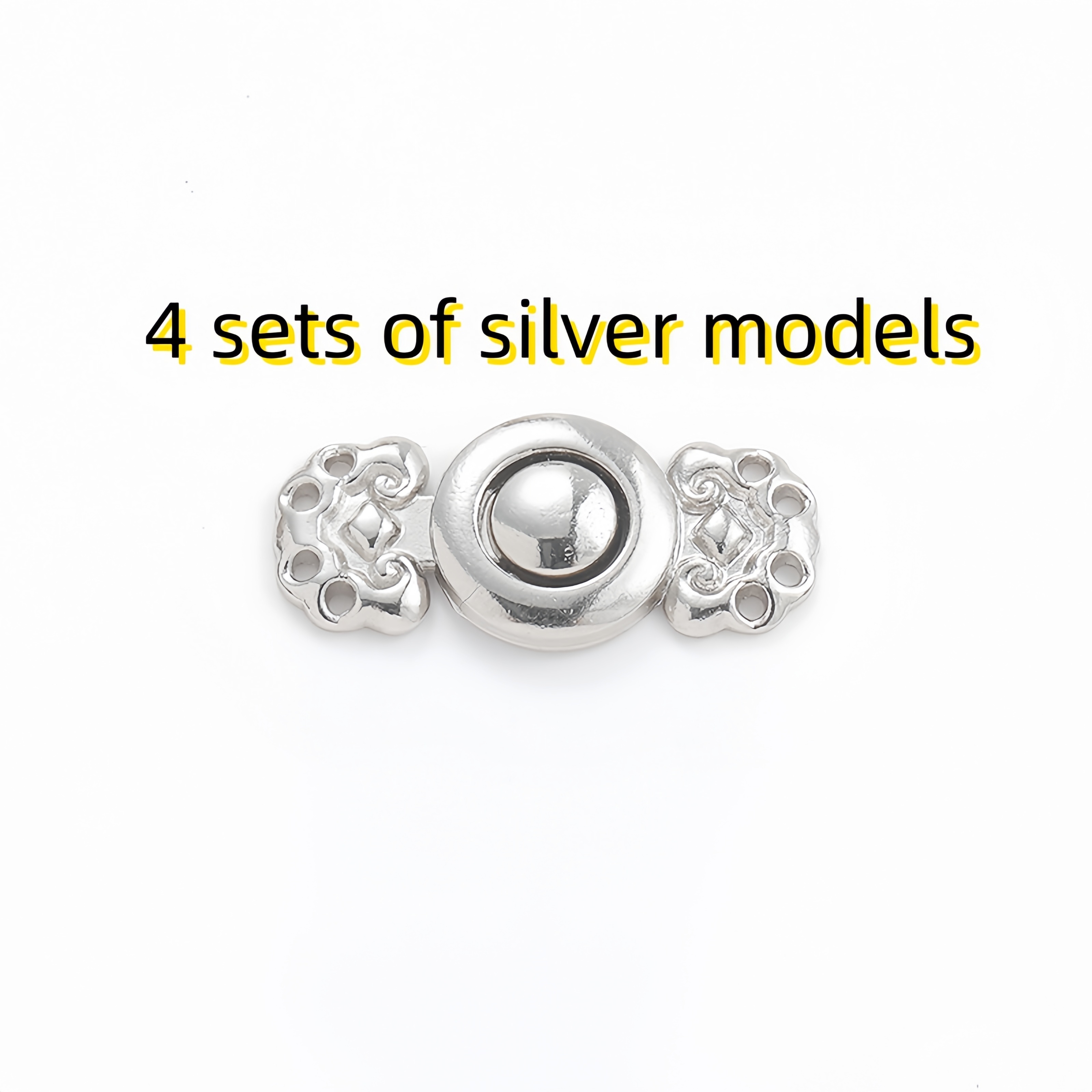 4 Sets/pack Of Retro Snap-button Hand-stitched Metal Buttons, Stylish And Elegant Retro Metal Buttons With